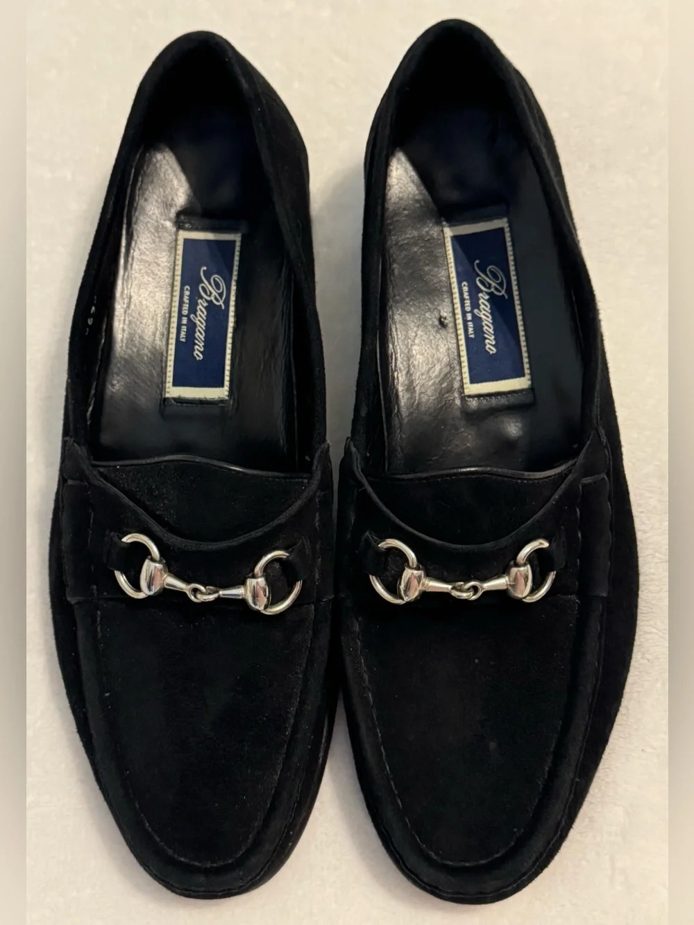 Bragano Italy Men’s Black Suede Horsebit Loafers Size 9.5